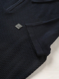 THE BEAR HOUSE Self Design Polo Collar Slim Fit Pure Cotton T-shirt