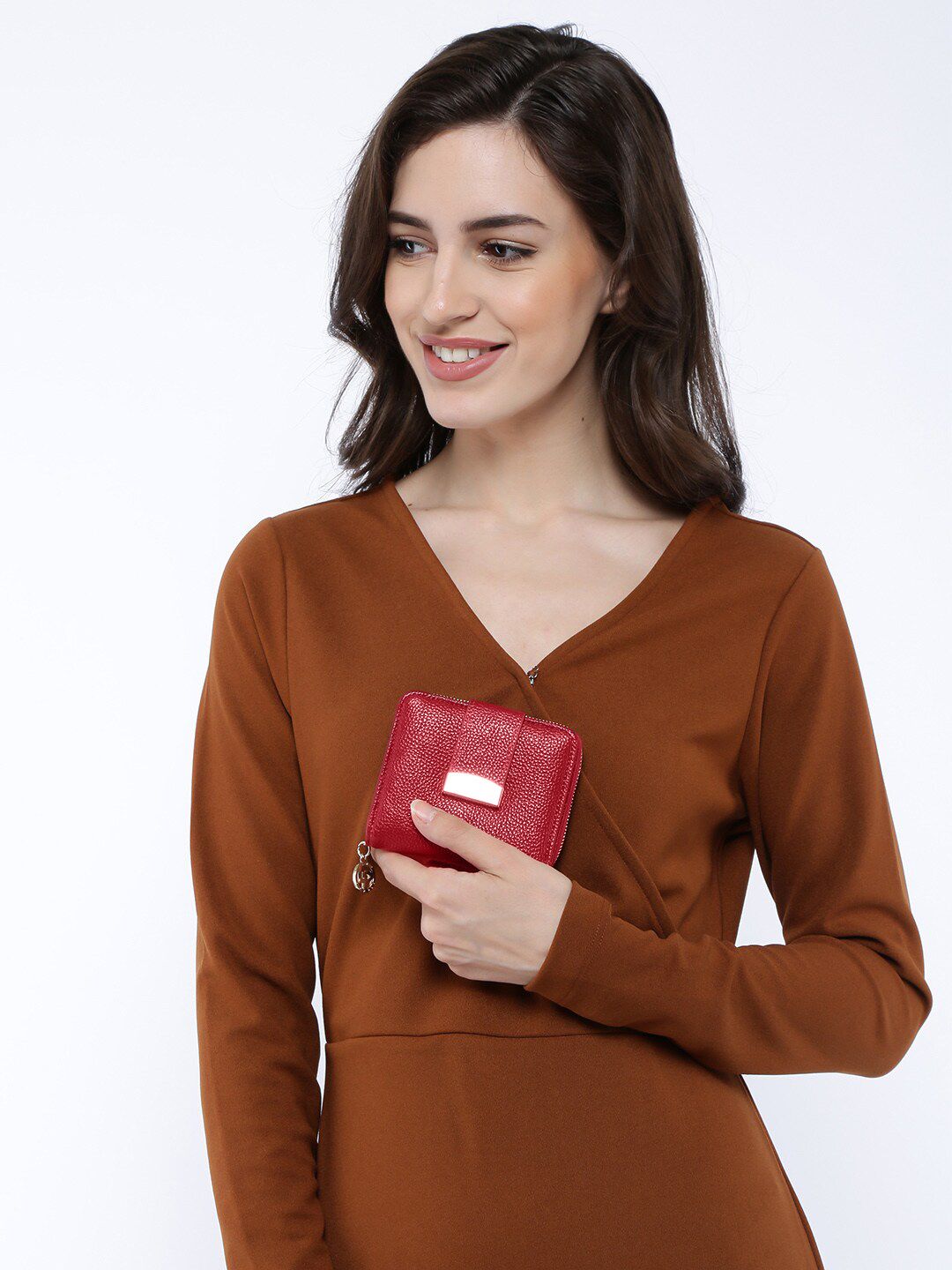 Lino Perros Women Red Textured Two Fold Wallet