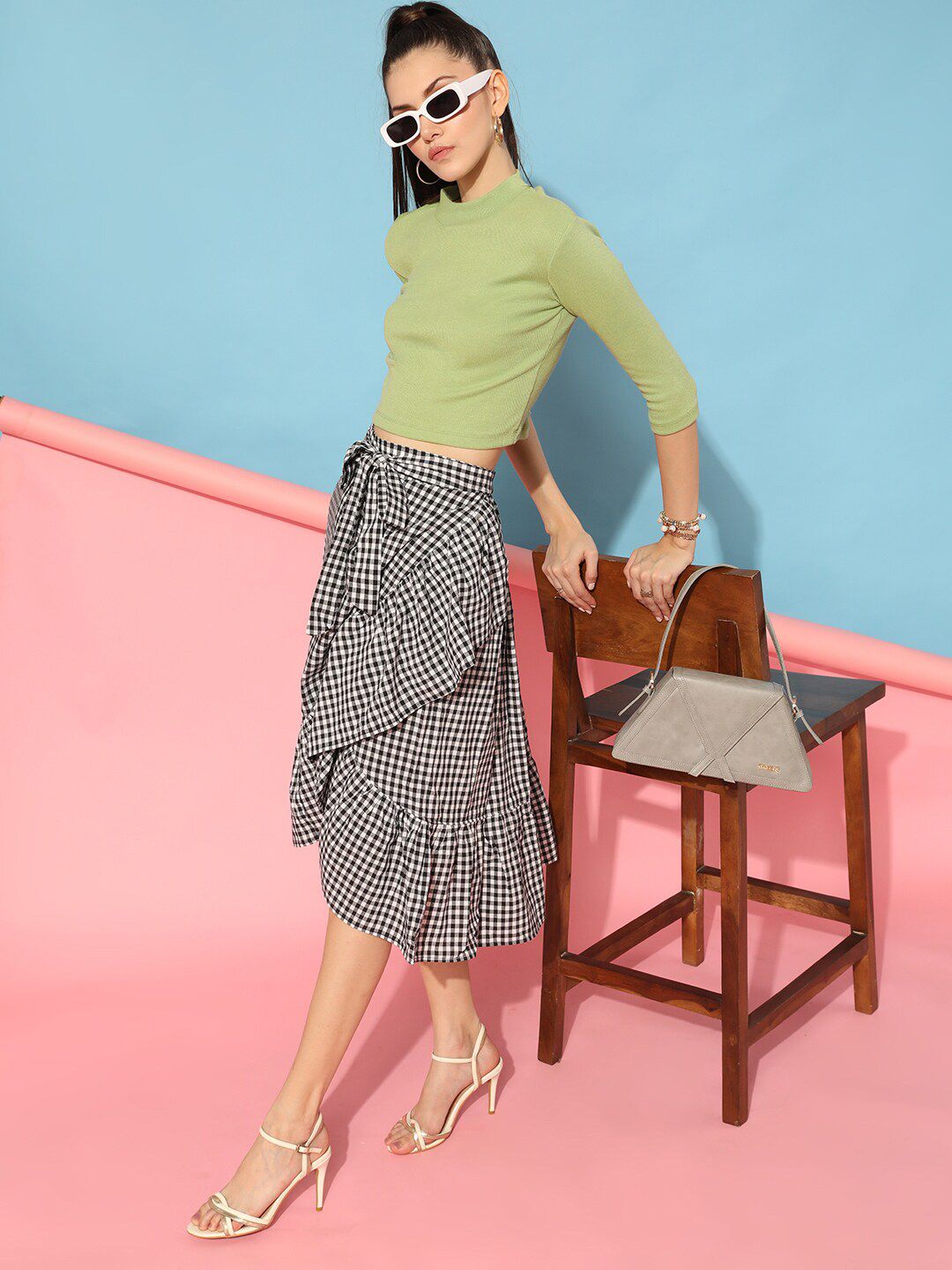 STREET 9 Gorgeous Green Solid Pure Cotton Top