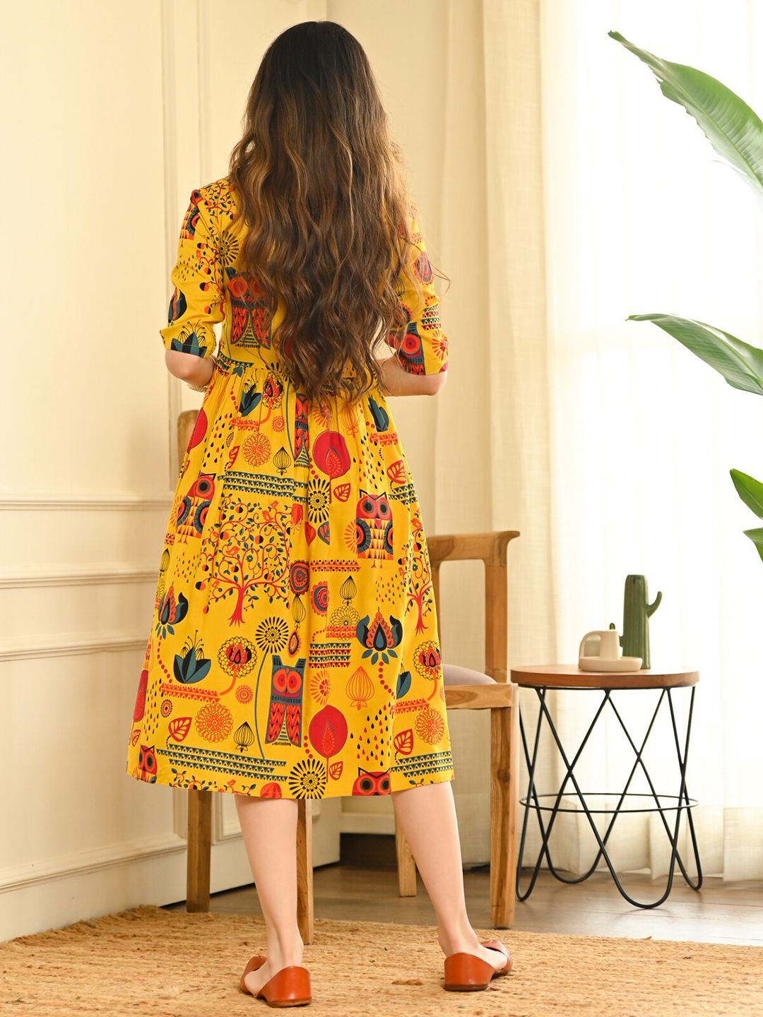 Rustorange A-Line Midi Dress