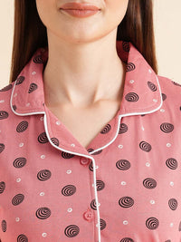 Sweet Dreams Red & Black Conversational Printed Pure Cotton Night Suits