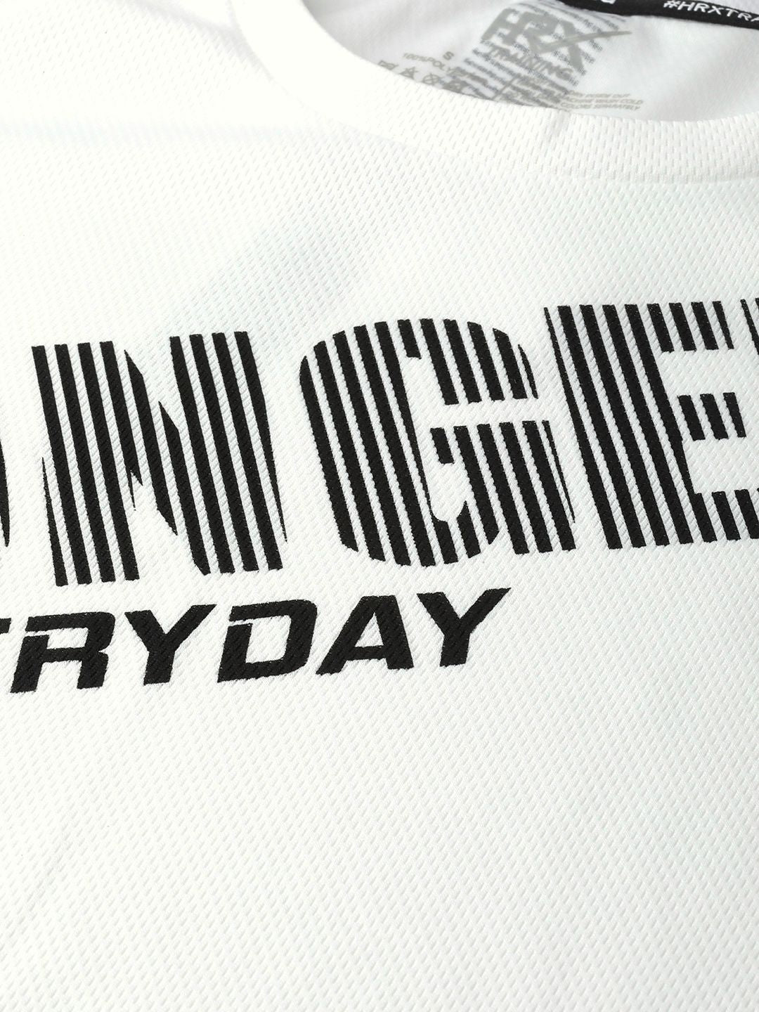HRX by Hrithik Roshan White Printed Rapid Dry N9 Antimicrobial Technology Training T-shirt