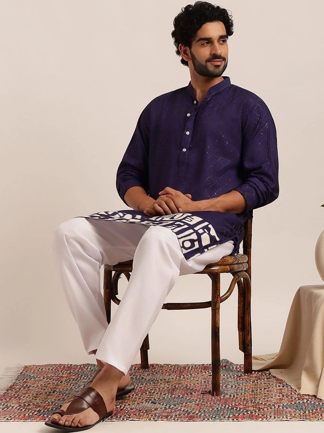 Anouk Men Geometric Printed Indie Prints Kurta