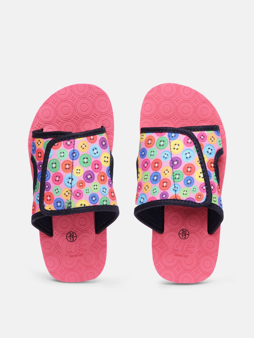 YK Girls Pink Printed Sliders