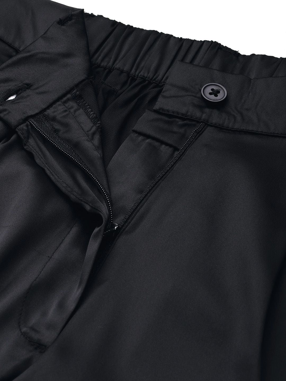 DressBerry Women Satin Finish Cargo Style Pleated Trousers