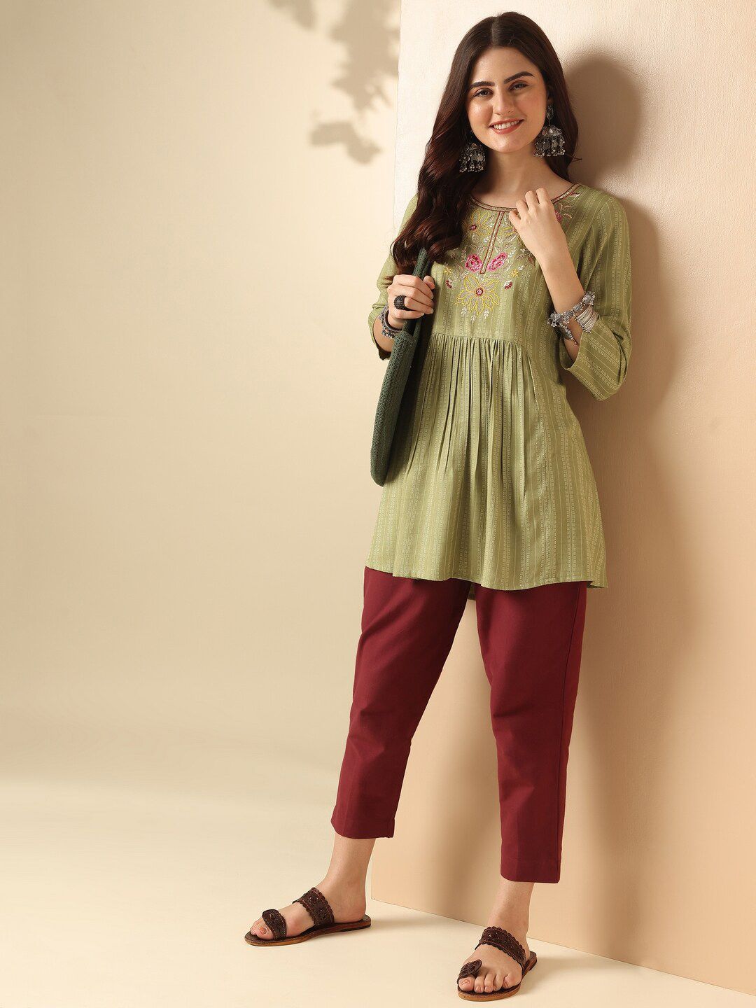 Anouk Round Neck Embroidered Top