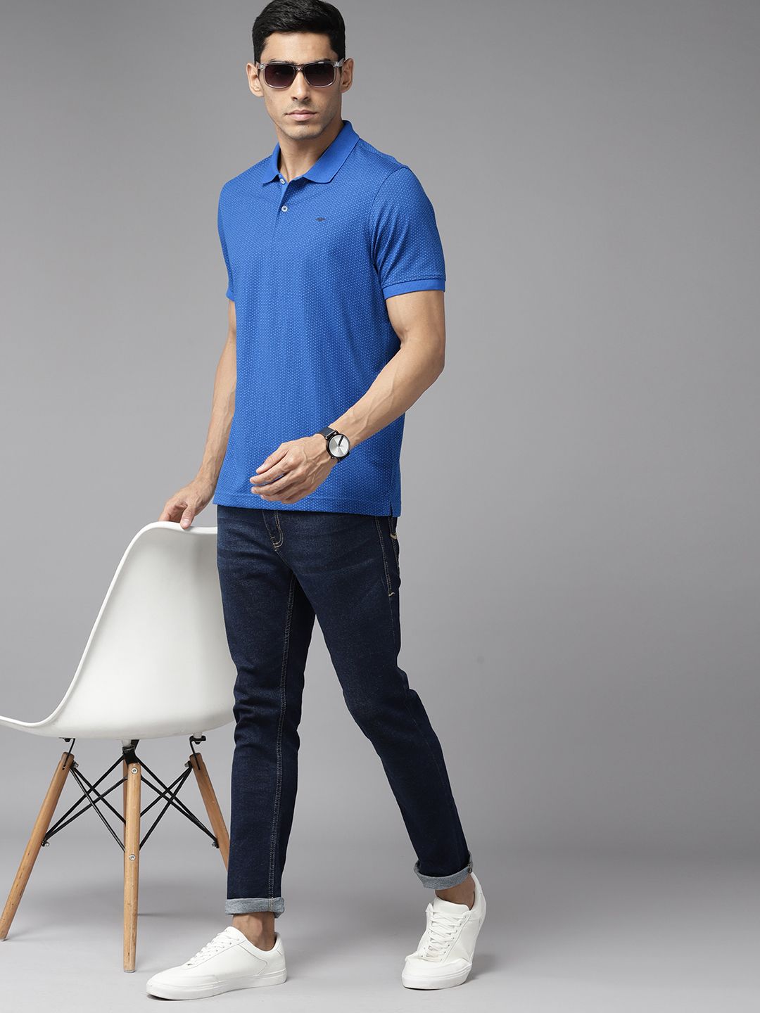 Park Avenue Men Print Polo Collar Slim Fit T-shirt