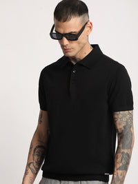 THE BEAR HOUSE Men Solid Regular Fit Cotton Polo Collar T-Shirt