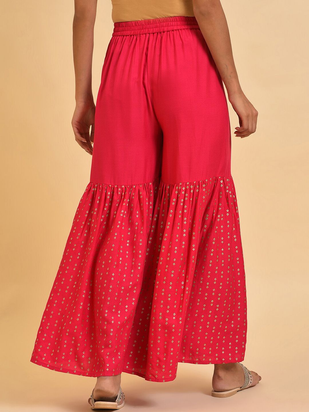 W Women Geometric Printed Flared Ethnic Sharara Pants