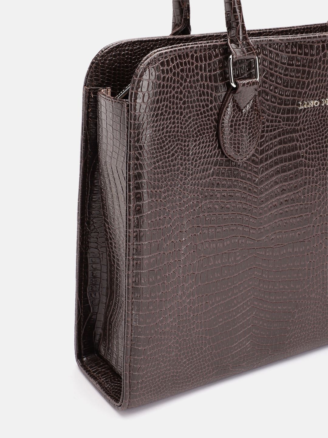 Lino Perros Croc Textured Structured Shoulder Bag