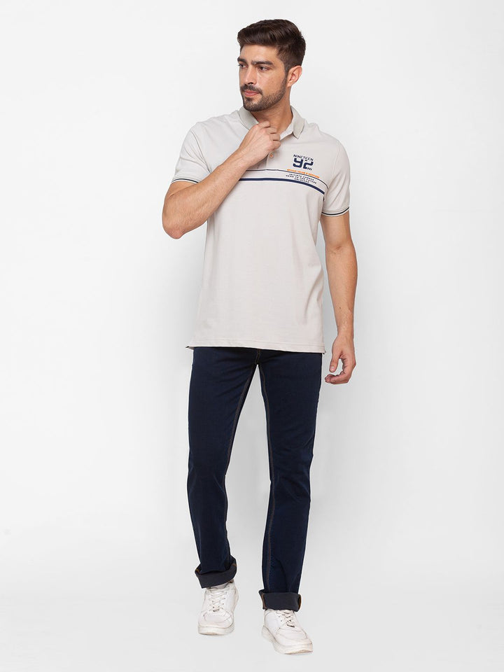 SPYKAR Typography Printed Polo Collar Slim Fit Casual T-shirt