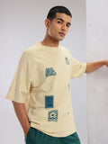 HRX by Hrithik Roshan Printed Drop-Sleeves Pure Cotton Oversized Lifestyle T-shirt