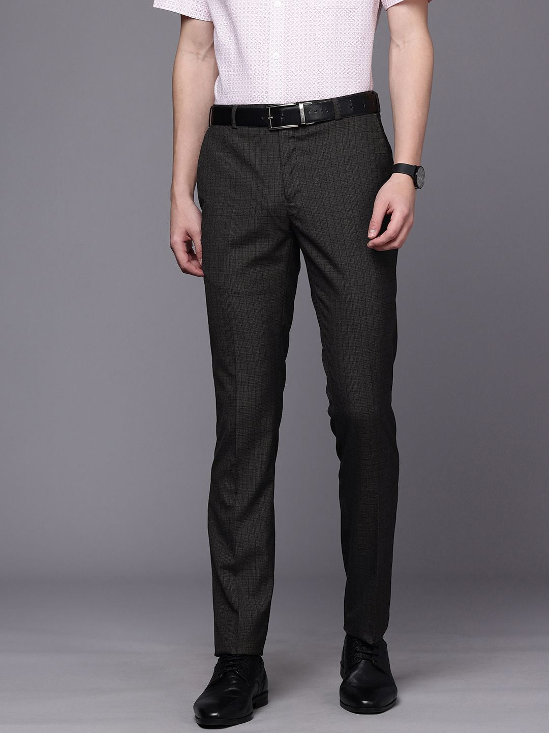 Raymond Men Checked Slim Fit Formal Trousers