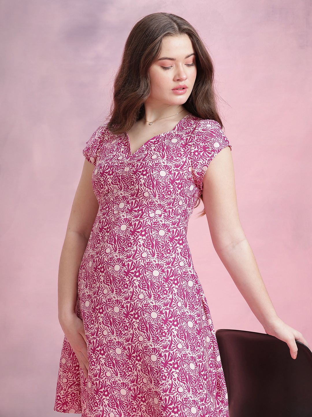 DressBerry Floral Print A-Line Dress