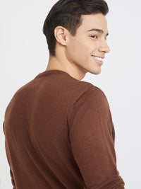 Raymond Men Brown & Black Geometric Patterned Pullover