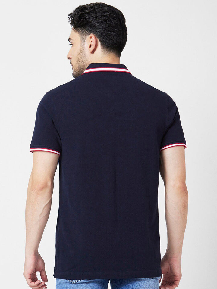 SPYKAR Polo Collar Slim Fit Indigo Cotton Casual T-Shirt