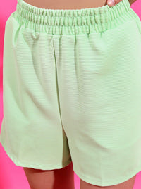 Tokyo Talkies Women Green Knitted Shirt With Shorts Set