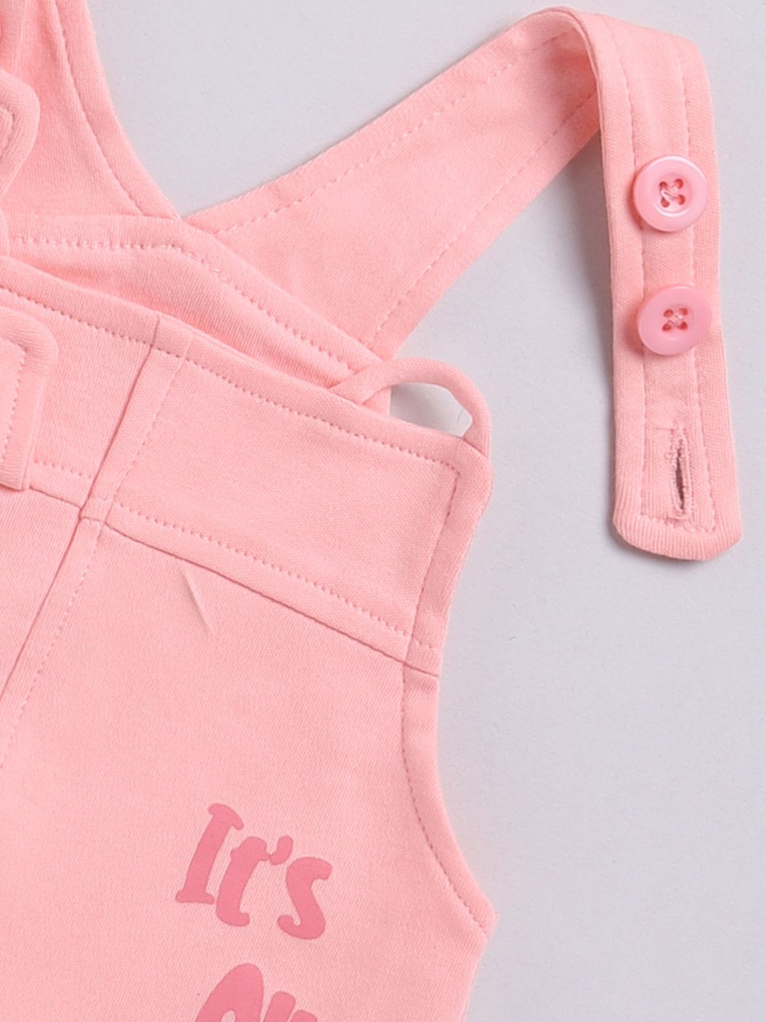 Moms Love Infants Boys Pure Cotton Applique Detail Dungaree With Striped T-Shirt