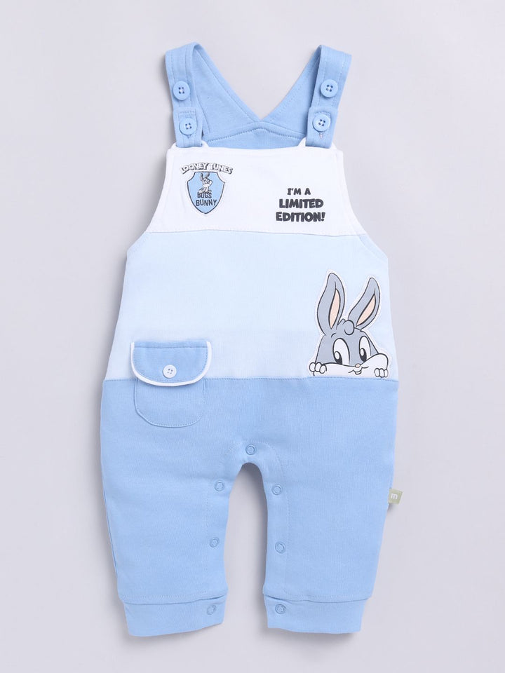 Moms Love Infants Boys Pure Cotton Applique Detail Dungaree With T-Shirt