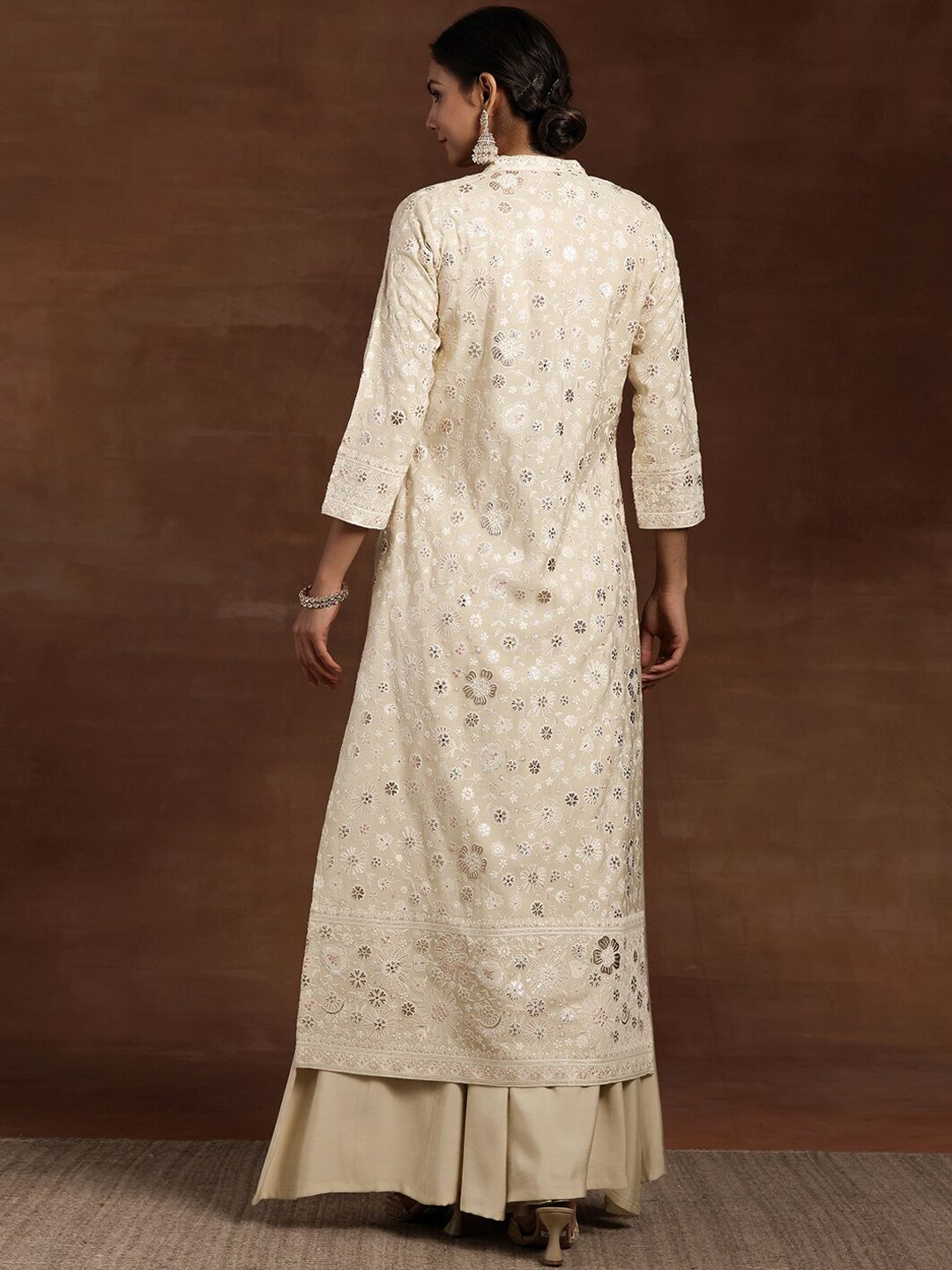 Libas Embroidered Sleeveless Top, Shrug & Palazzos Co-Ords