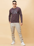 Being Human Men Varsity Printed Henley Neck Applique T-shirt
