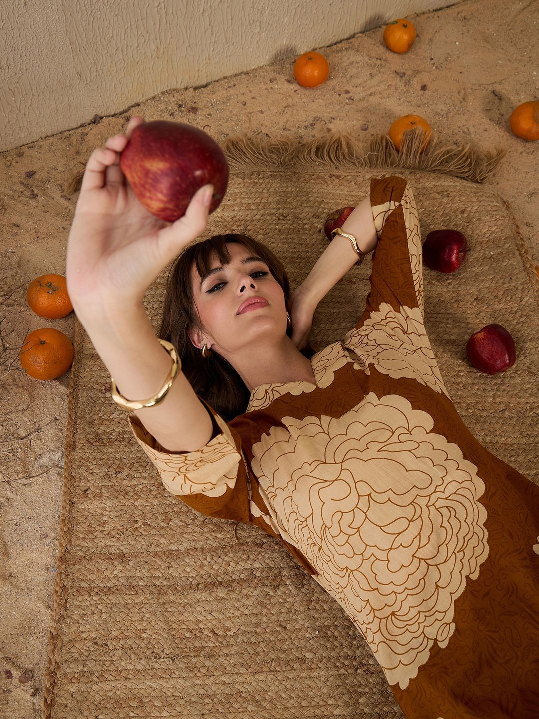 Indo Era Women Floral Printed Regular Pure Cotton Kurta with Trousers