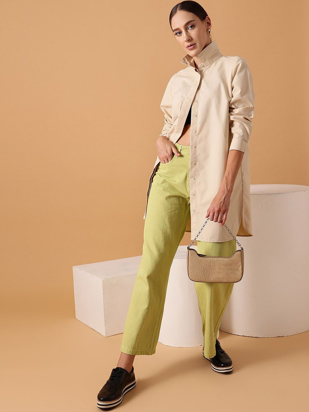 STREET 9 Women Comfort Wide Leg Clean Look Pure Cotton Jeans