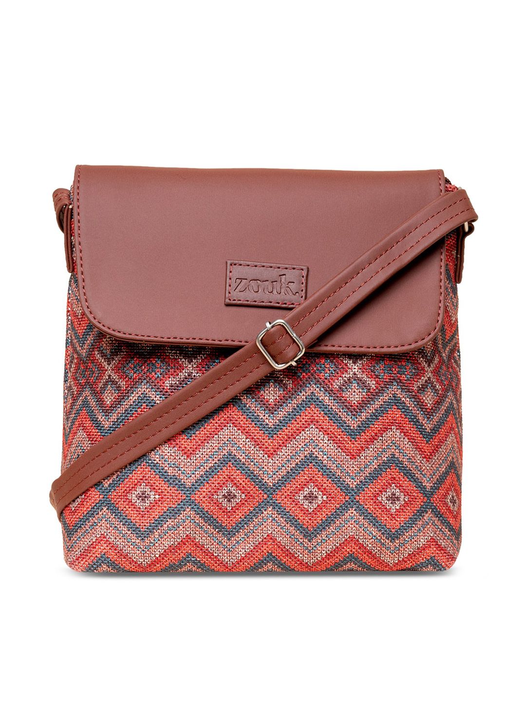 ZOUK Geometric Printed Structured Sling Bag