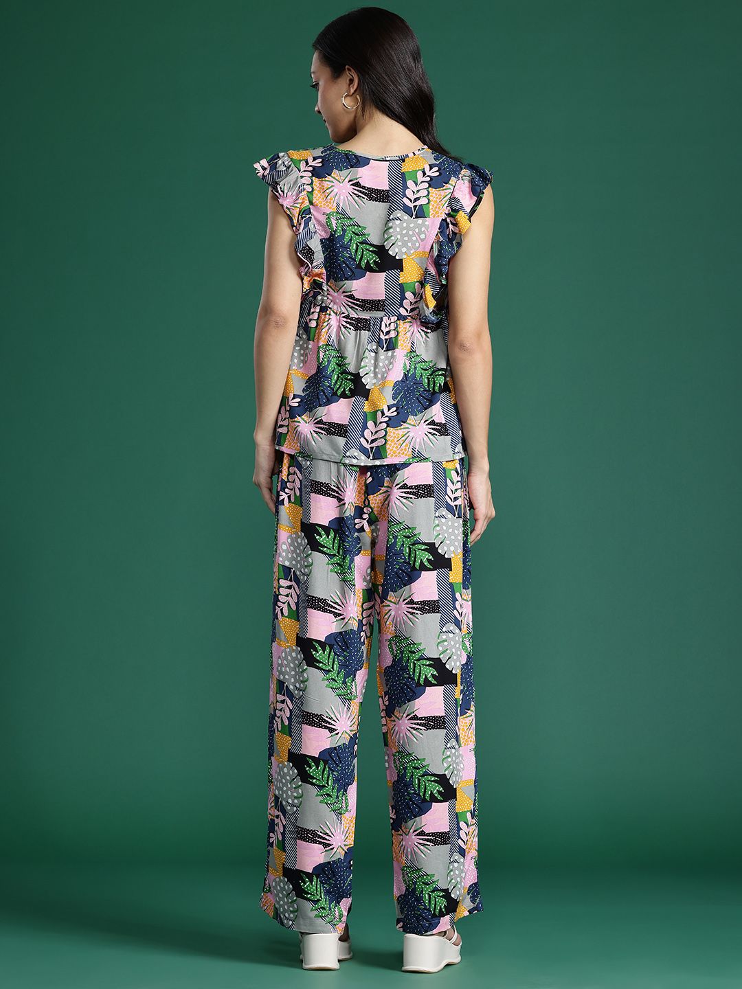 DressBerry Printed Ruffled Co-Ords