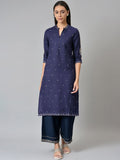 W Women Blue Thread Work Kurta
