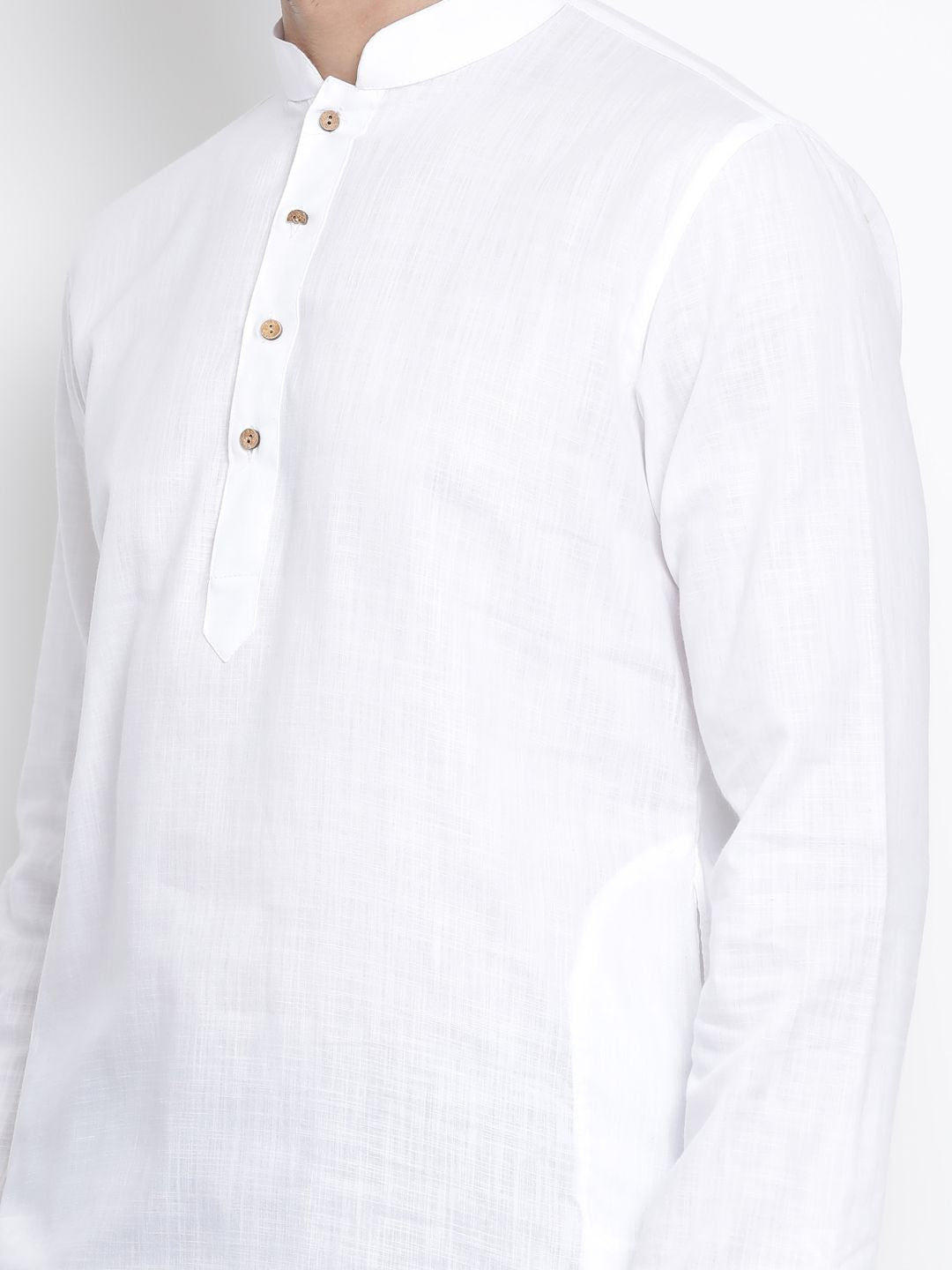 VASTRAMAY Men White Solid Straight Cotton Kurta