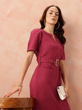 all about you Belted Sheath Midi Dress