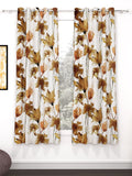 Story@home Brown & White 2 Pieces Floral Window Curtain