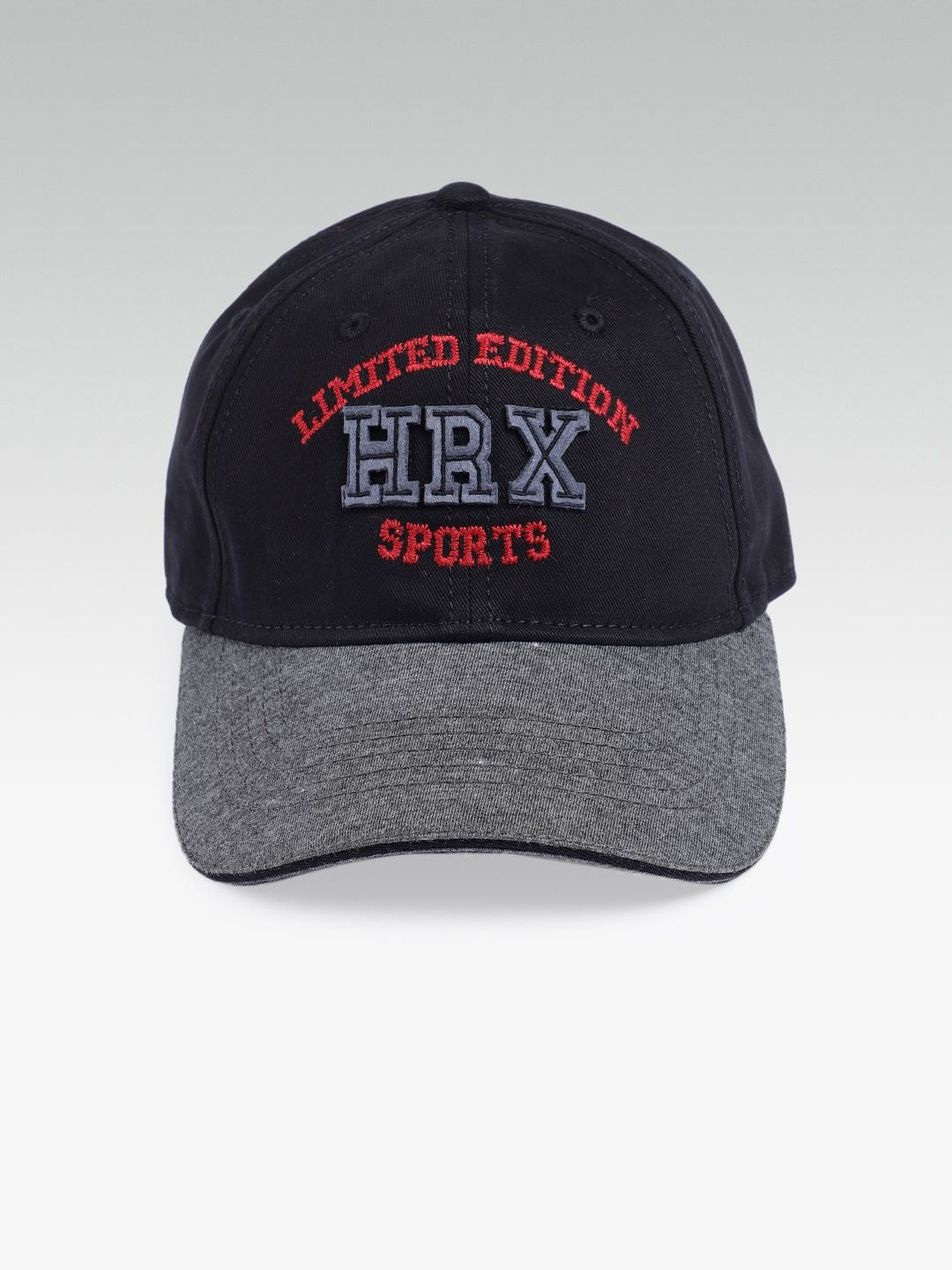 HRX by Hrithik Roshan Unisex Black & Grey Brand Logo Embroidered Cotton Baseball Cap