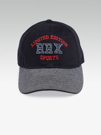 HRX by Hrithik Roshan Unisex Black & Grey Brand Logo Embroidered Cotton Baseball Cap