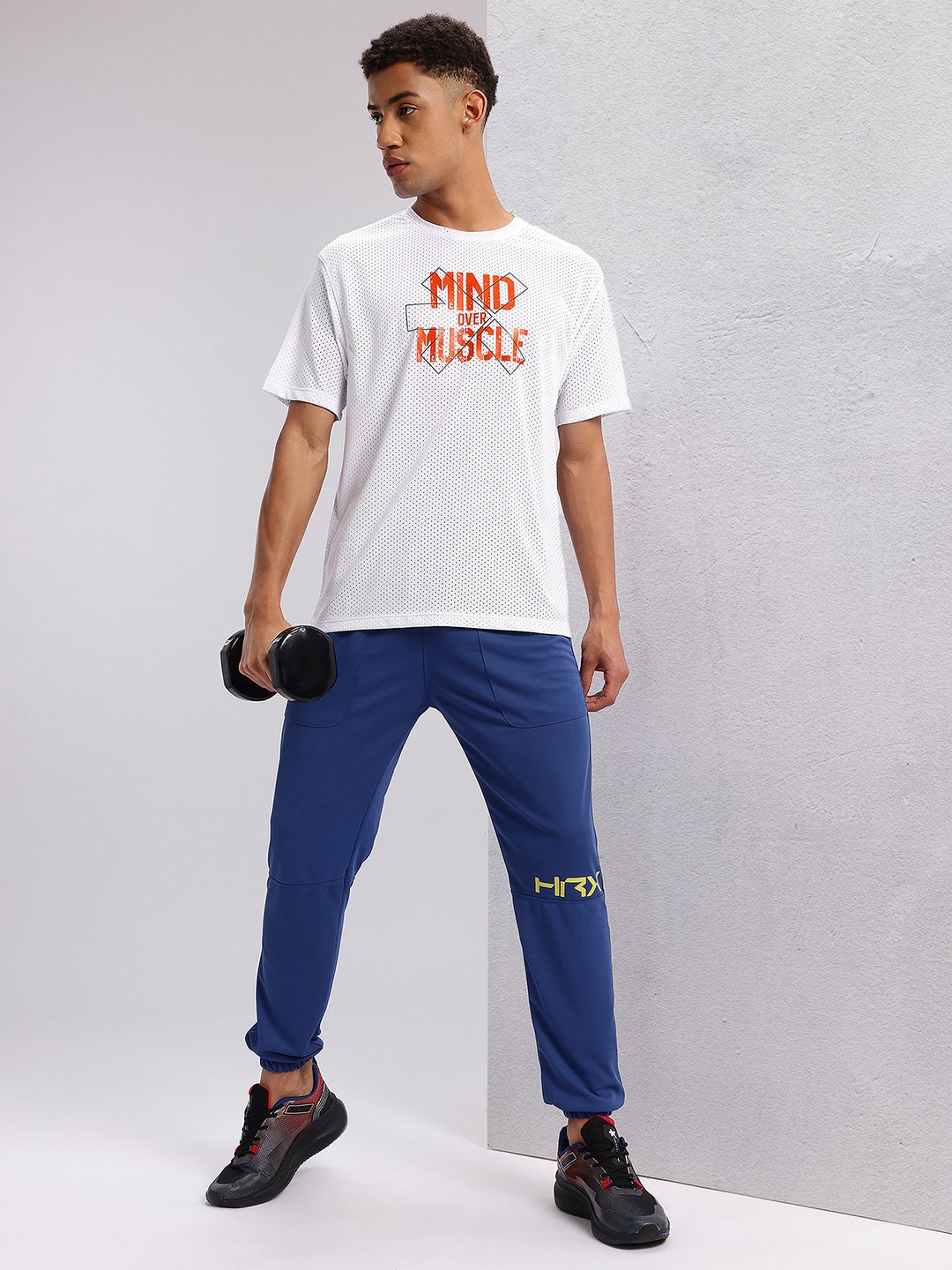 HRX by Hrithik Roshan Rapid-dry Typography Printed Drop-Shoulder Sleeves Training T-shirt