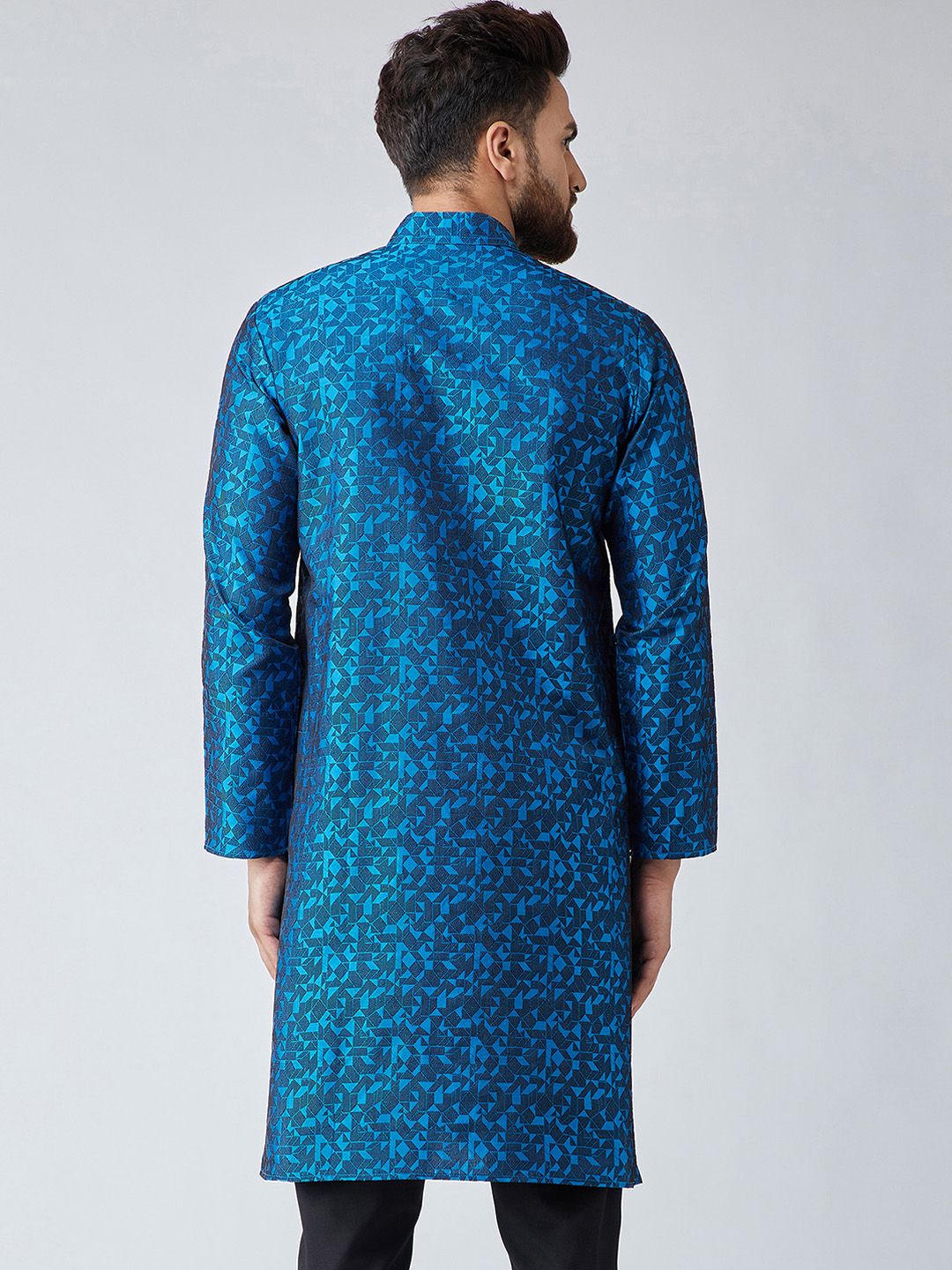 SOJANYA Men Blue Woven Design Straight Kurta