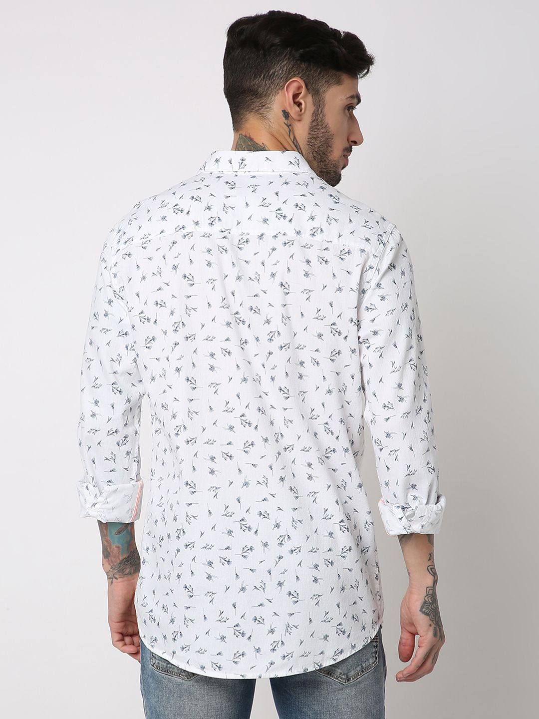 SPYKAR Pure Cotton Slim Fit Floral Printed Casual Shirt