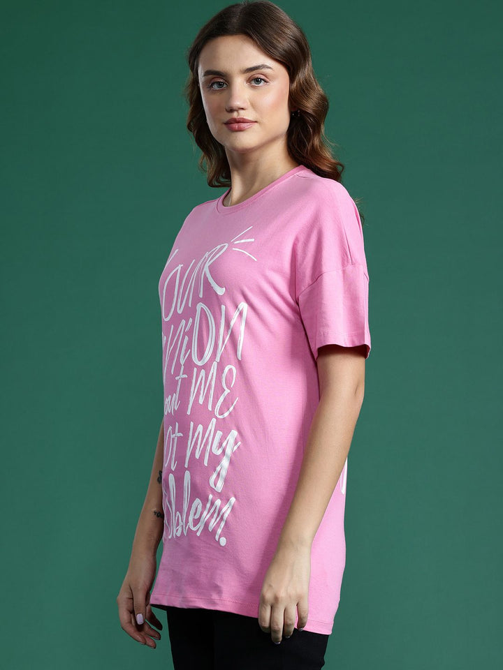 DressBerry Women Typography Printed Drop-Shoulder Sleeves Pure Cotton T-shirt