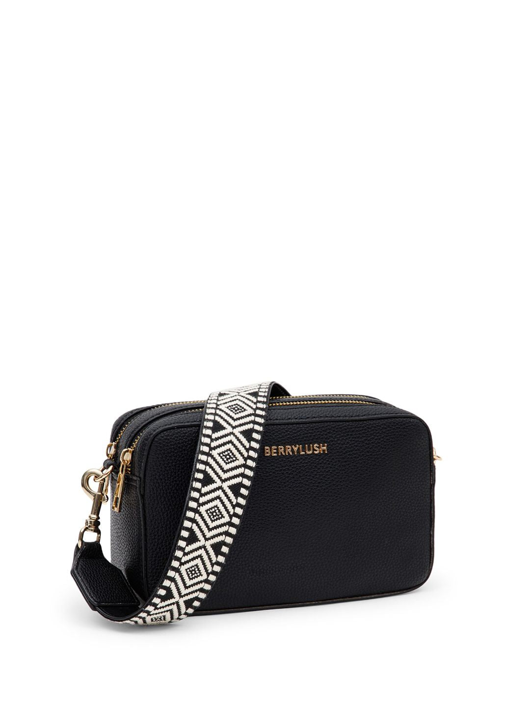 Berrylush Black Textured Structured Sling Bag