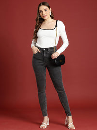 all about you Women Skinny Fit High-Rise Heavy Fade Stretchable Jeans
