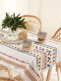 URBAN SPACE White Printed Pure Cotton 6-Seater Table Cover