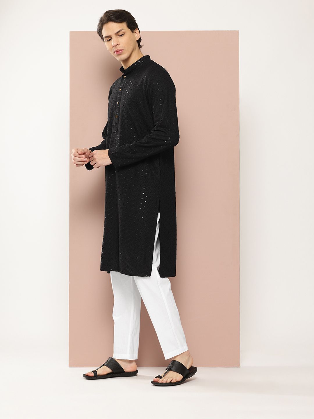 See Designs Men Embroidered Sequinned Kurta with Pyjamas