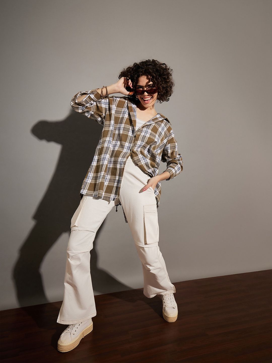 SASSAFRAS Tartan Checked Oversized Pure Cotton Casual Shirt