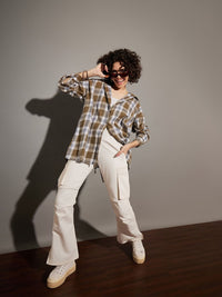 SASSAFRAS Tartan Checked Oversized Pure Cotton Casual Shirt