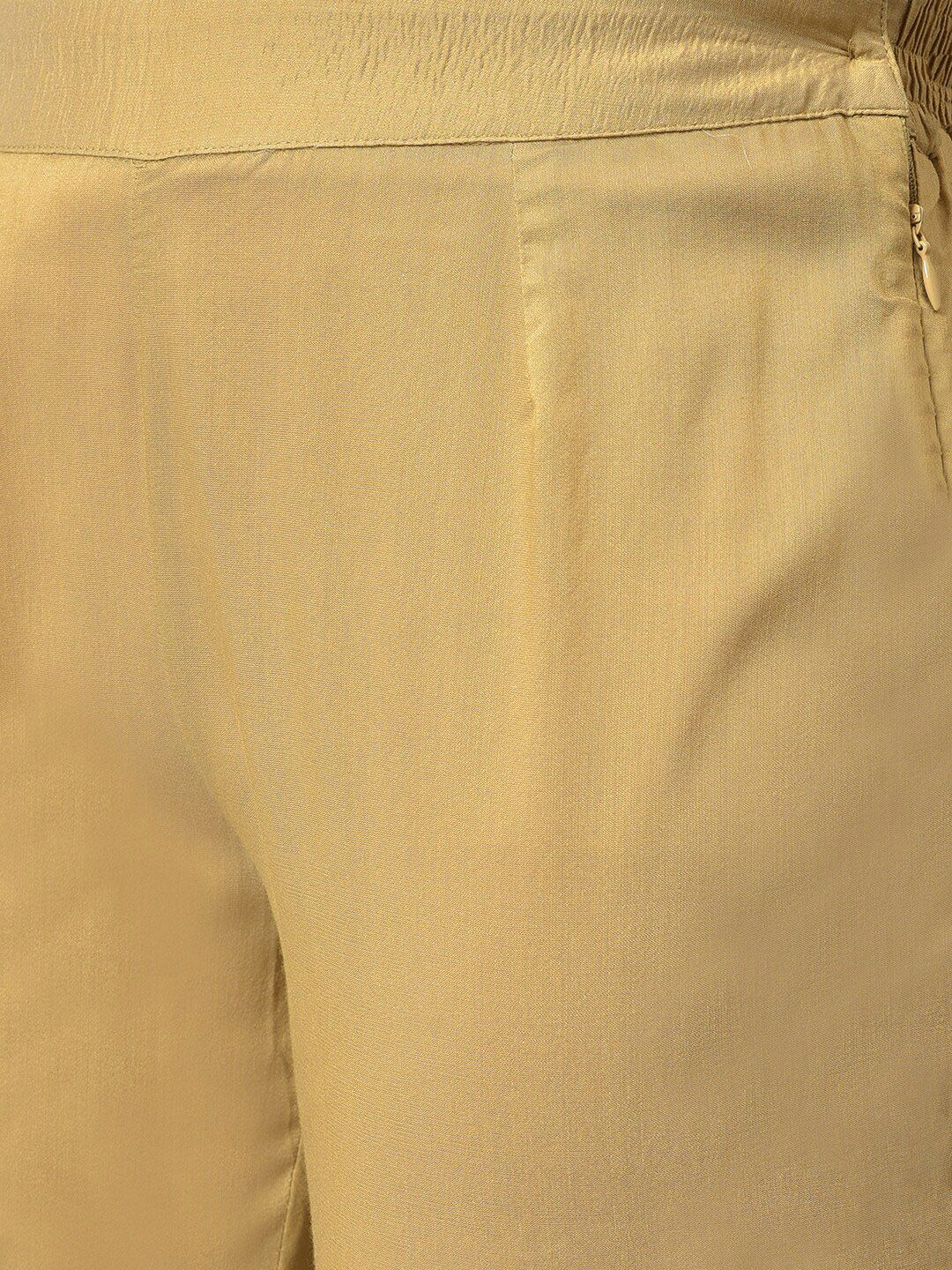 W Women Gold-Toned Slim Fit Solid Trousers