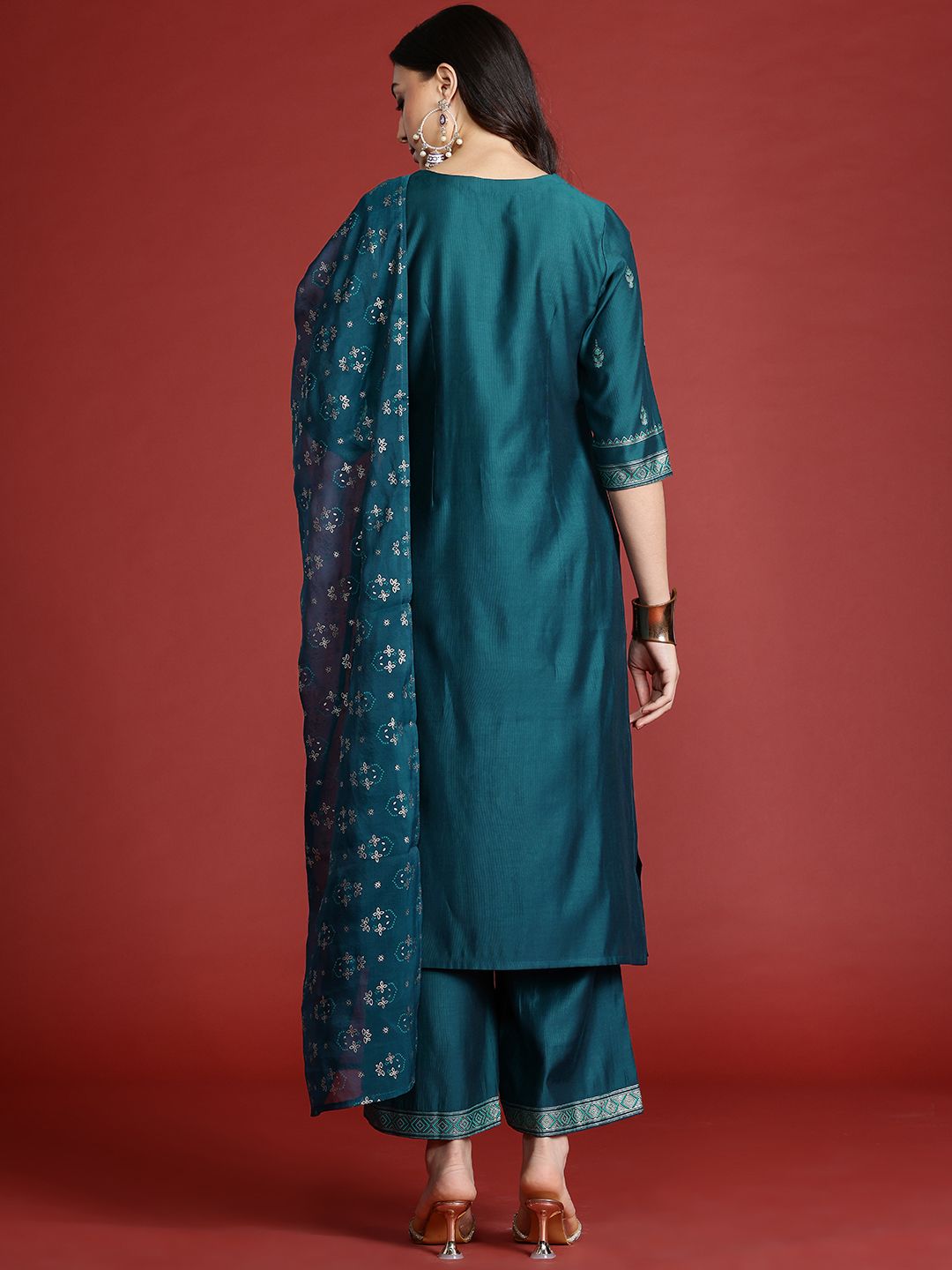 Anouk Tyohar Collection Printed Kurta with Palazzos & Dupatta
