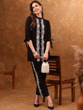 Anouk Black Silk Blend Embroidered Tunic with Trousers