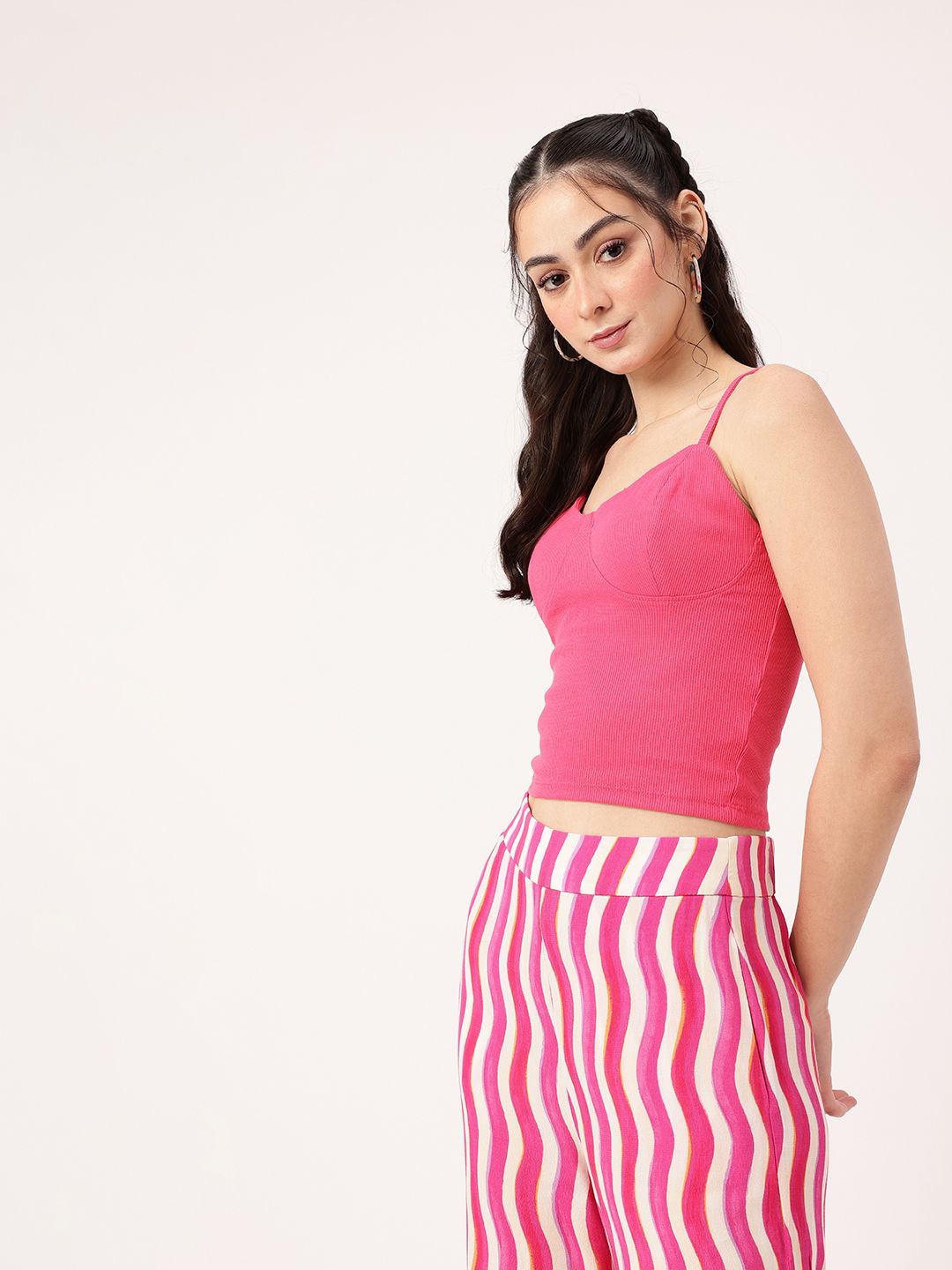 DressBerry Soft Girl Structure Ribbed Corset Top