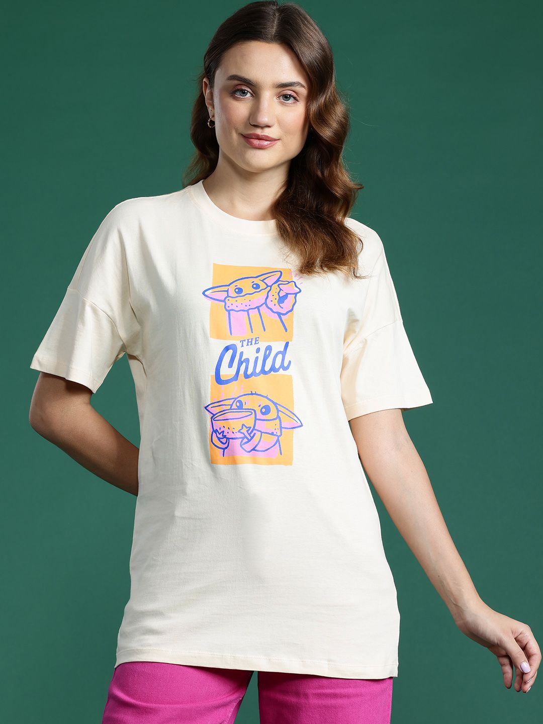 DressBerry Women Printed Drop-Shoulder Sleeves Pure Cotton T-shirt